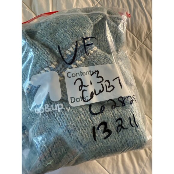 VTG Handmade Wool Blend crochet chunky knit duffel coat hoodie Toggle Warm Lg - Picture 12 of 12